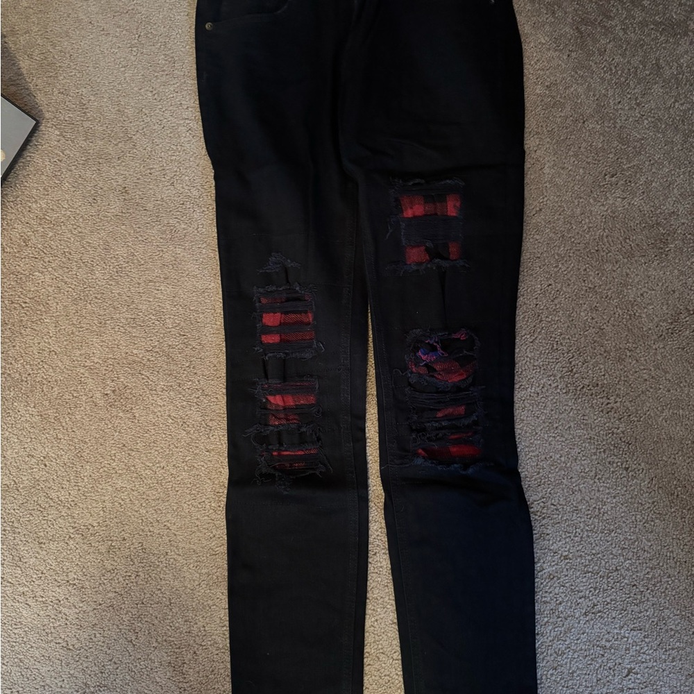 R&B Stylish Black and Red Women's Jeans